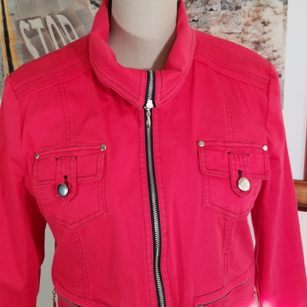 Ruby Cho Red Zippered Jacket. Size M - image 5